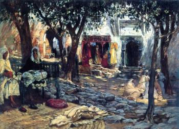 費德裡科 亞瑟 佈裡奇曼 Idle Moments An Arab Courtyard 費德裡科 亞瑟 佈裡奇曼 Idle Moments An Arab Courtyard